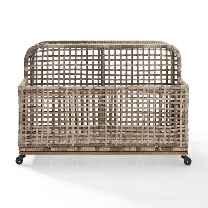 Crosley Furniture - Ridley Outdoor Wicker And Metal Pool Storage Caddy Distressed Gray/Brown - CO7308BR-GY veiw 3
