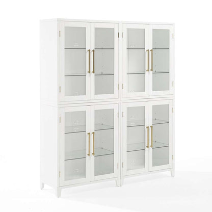 Crosley Furniture - Roarke 2Pc Glass Door Kitchen Pantry Storage Cabinet Set White - 2 Pantries - KF33055WH veiw 1