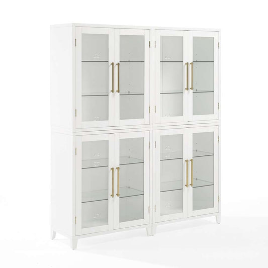 Crosley Furniture - Roarke 2Pc Glass Door Kitchen Pantry Storage Cabinet Set White - 2 Pantries - KF33055WH veiw 1