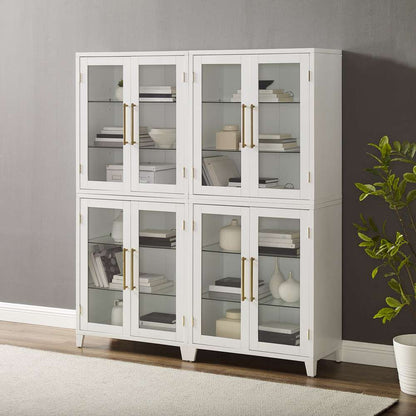 Crosley Furniture - Roarke 2Pc Glass Door Kitchen Pantry Storage Cabinet Set White - 2 Pantries - KF33055WH veiw 2