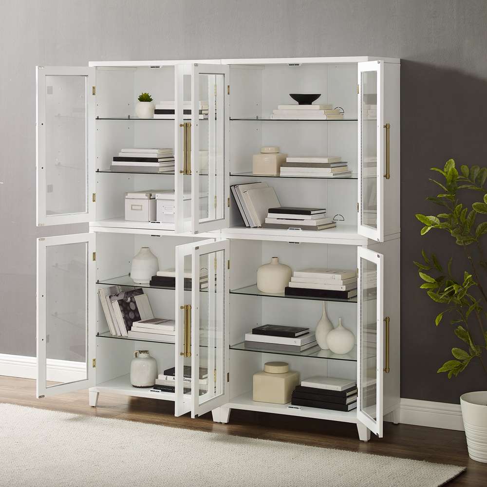 Crosley Furniture - Roarke 2Pc Glass Door Kitchen Pantry Storage Cabinet Set White - 2 Pantries - KF33055WH veiw 4
