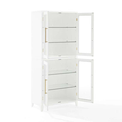 Crosley Furniture - Roarke 2Pc Glass Door Kitchen Pantry Storage Cabinet Set White - 2 Pantries - KF33055WH veiw 7