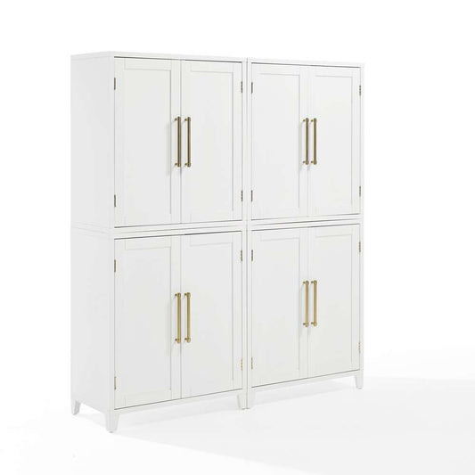 Crosley Furniture - Roarke 2Pc Kitchen Pantry Storage Cabinet Set White - 2 Pantries - KF33054WH veiw 1