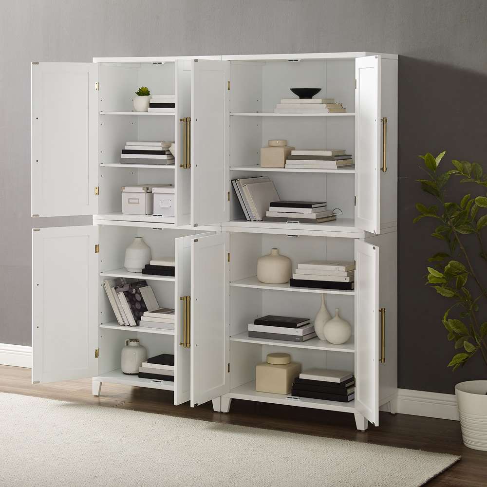 Crosley Furniture - Roarke 2Pc Kitchen Pantry Storage Cabinet Set White - 2 Pantries - KF33054WH veiw 4