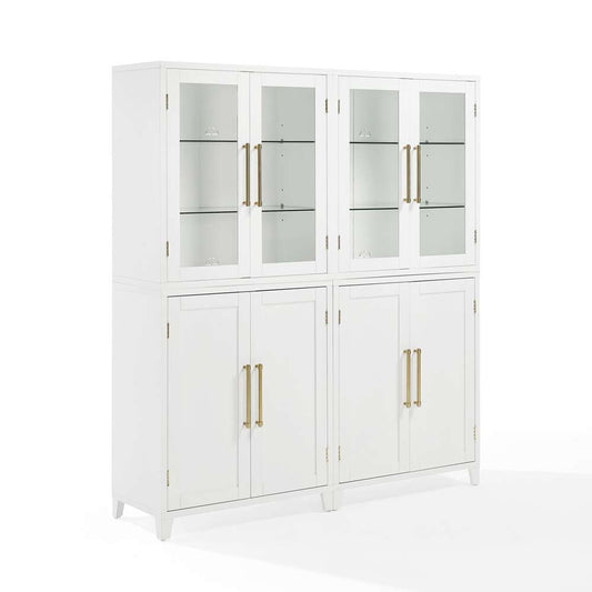 Crosley Furniture - Roarke 2Pc Pantry Storage Cabinet W/Glass Door Hutch Set White - 2 Pantries - KF33056WH veiw 1
