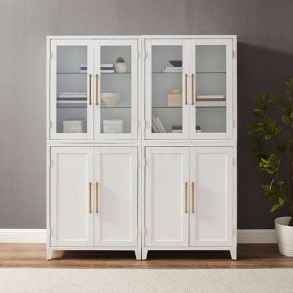 Crosley Furniture - Roarke 2Pc Pantry Storage Cabinet W/Glass Door Hutch Set White - 2 Pantries - KF33056WH veiw 3