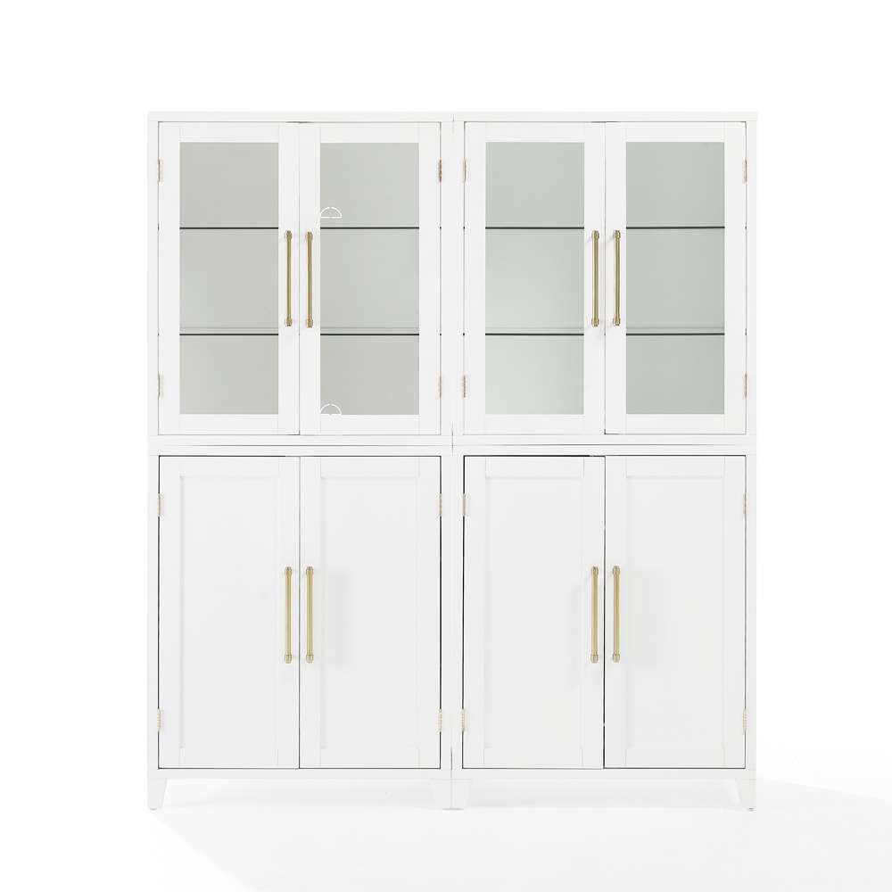 Crosley Furniture - Roarke 2Pc Pantry Storage Cabinet W/Glass Door Hutch Set White - 2 Pantries - KF33056WH veiw 6
