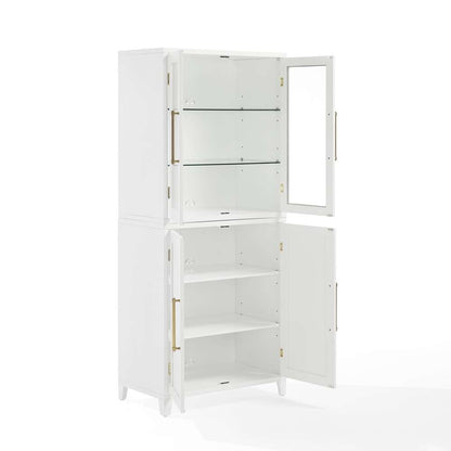 Crosley Furniture - Roarke 2Pc Pantry Storage Cabinet W/Glass Door Hutch Set White - 2 Pantries - KF33056WH veiw 7