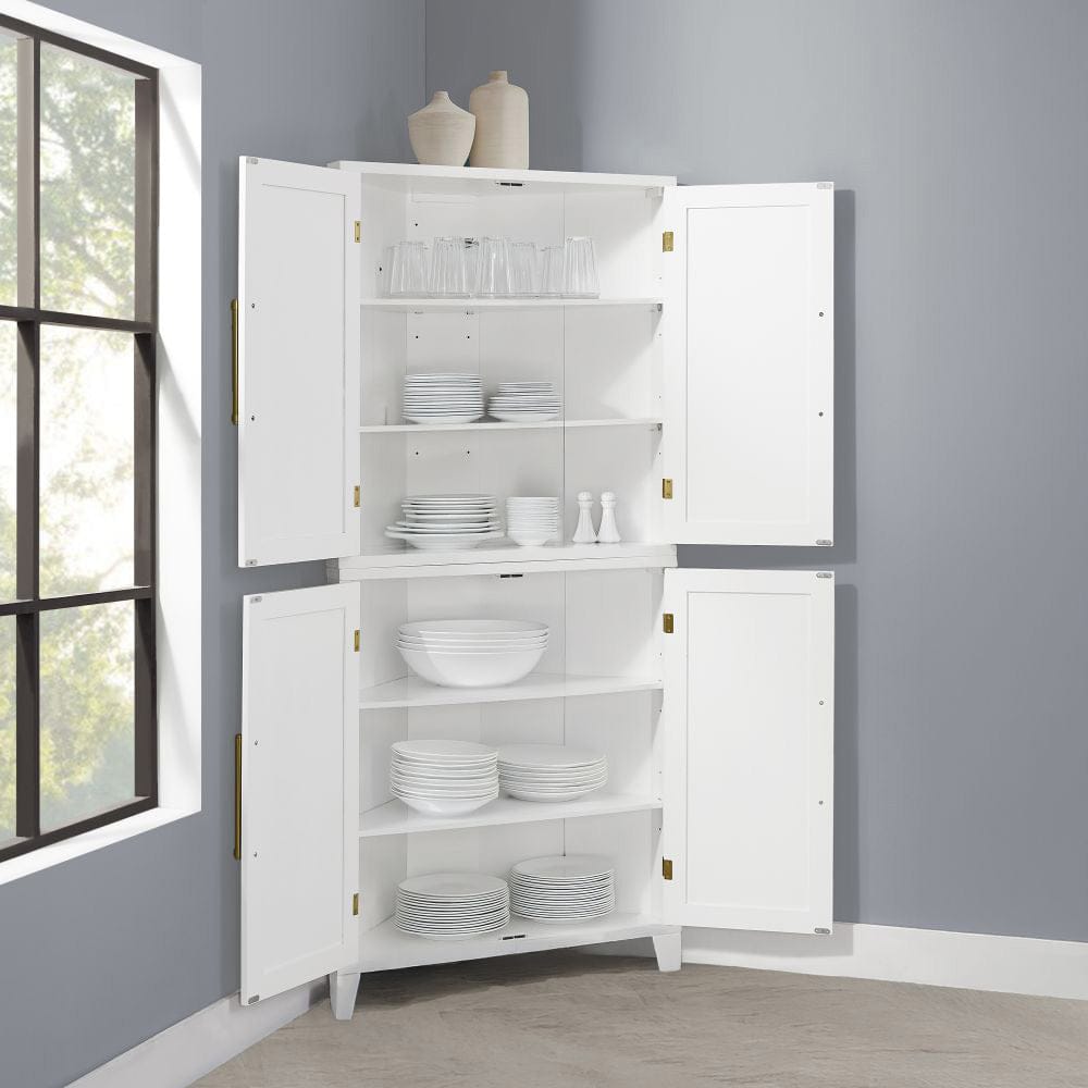 Crosley Furniture - Roarke Corner Kitchen Storage Pantry Cabinet - KF33057WH view 1