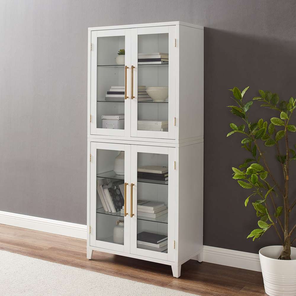 Crosley Furniture - Roarke Glass Door Kitchen Pantry Storage Cabinet White - KF33052WH veiw 2