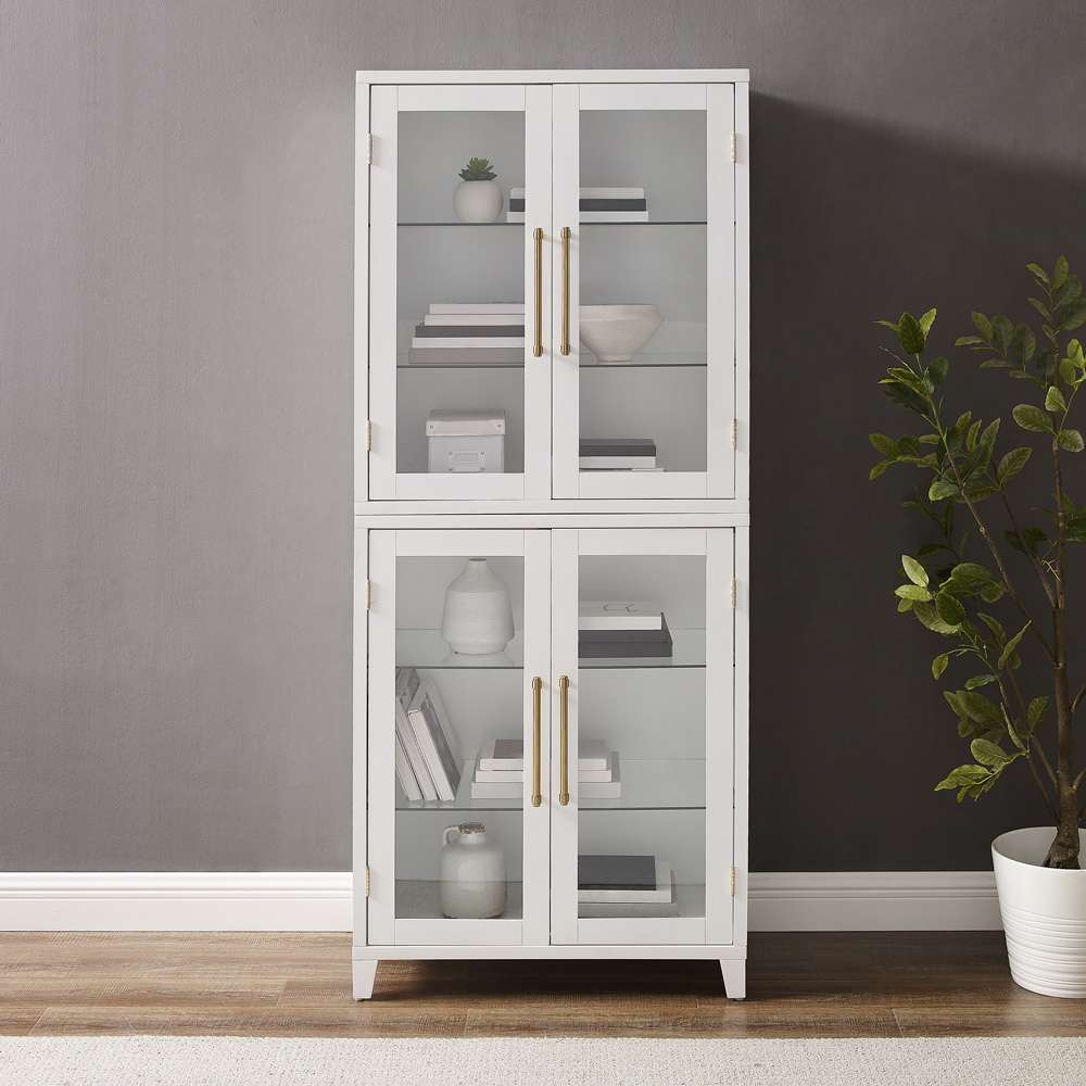 Crosley Furniture - Roarke Glass Door Kitchen Pantry Storage Cabinet White - KF33052WH veiw 3