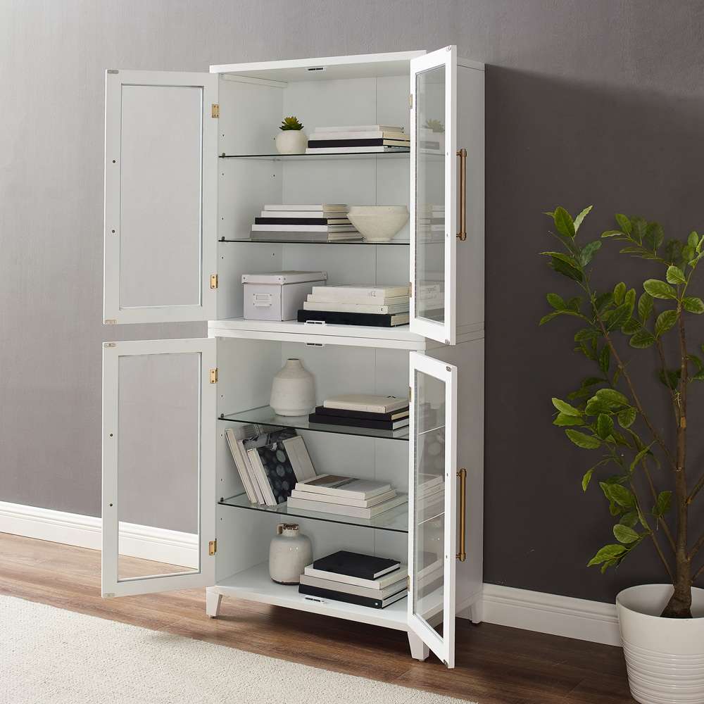 Crosley Furniture - Roarke Glass Door Kitchen Pantry Storage Cabinet White - KF33052WH veiw 4