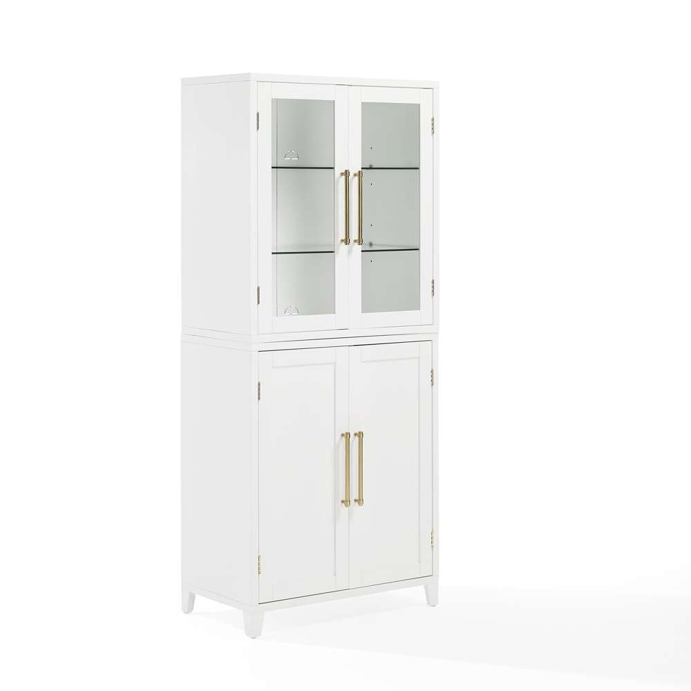 Crosley Furniture - Roarke Pantry Storage Cabinet With Glass Door Hutch White - KF33053WH veiw 1