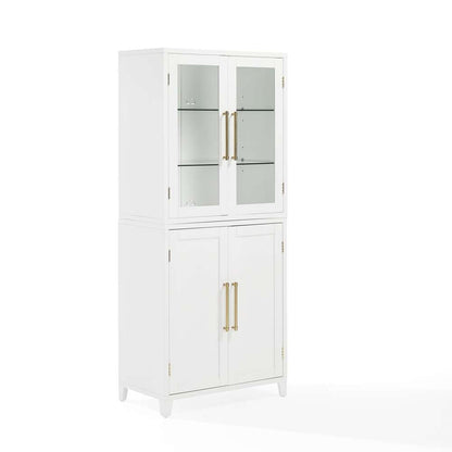 Crosley Furniture - Roarke Pantry Storage Cabinet With Glass Door Hutch White - KF33053WH veiw 1