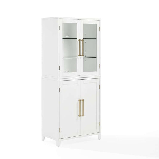 Crosley Furniture - Roarke Pantry Storage Cabinet With Glass Door Hutch White - KF33053WH veiw 1