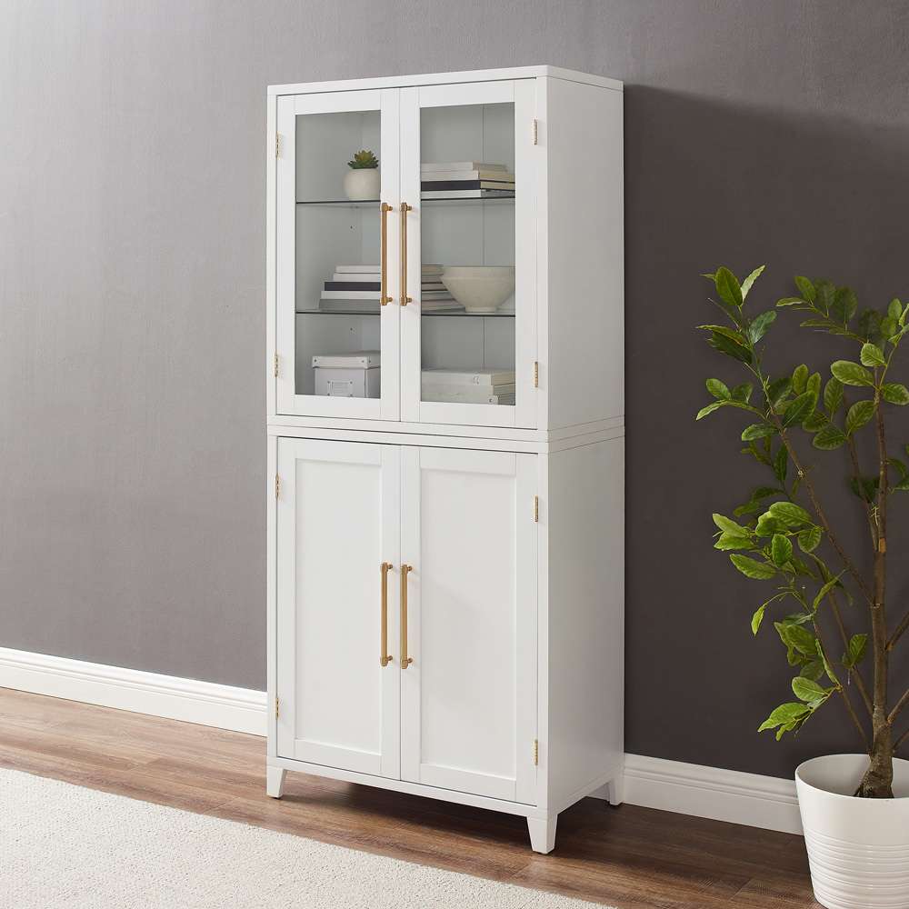 Crosley Furniture - Roarke Pantry Storage Cabinet With Glass Door Hutch White - KF33053WH veiw 2