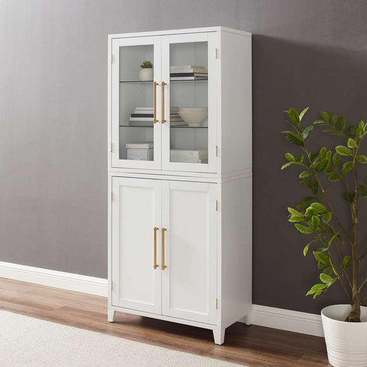 Crosley Furniture - Roarke Pantry Storage Cabinet With Glass Door Hutch White - KF33053WH veiw 2