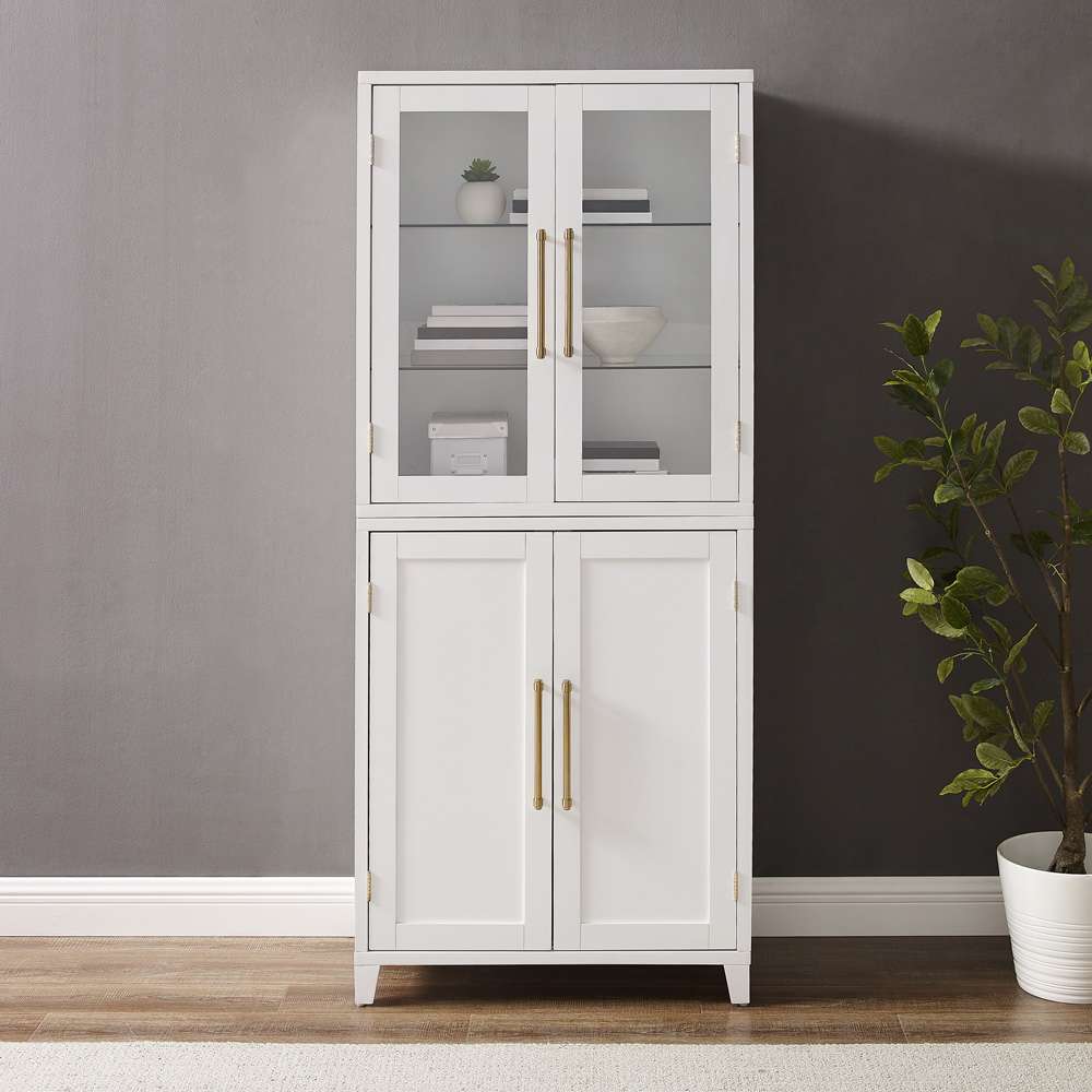 Crosley Furniture - Roarke Pantry Storage Cabinet With Glass Door Hutch White - KF33053WH veiw 3