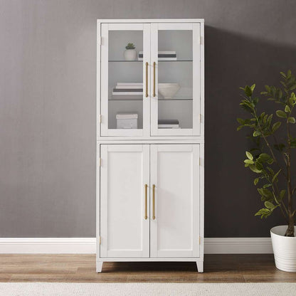 Crosley Furniture - Roarke Pantry Storage Cabinet With Glass Door Hutch White - KF33053WH veiw 3