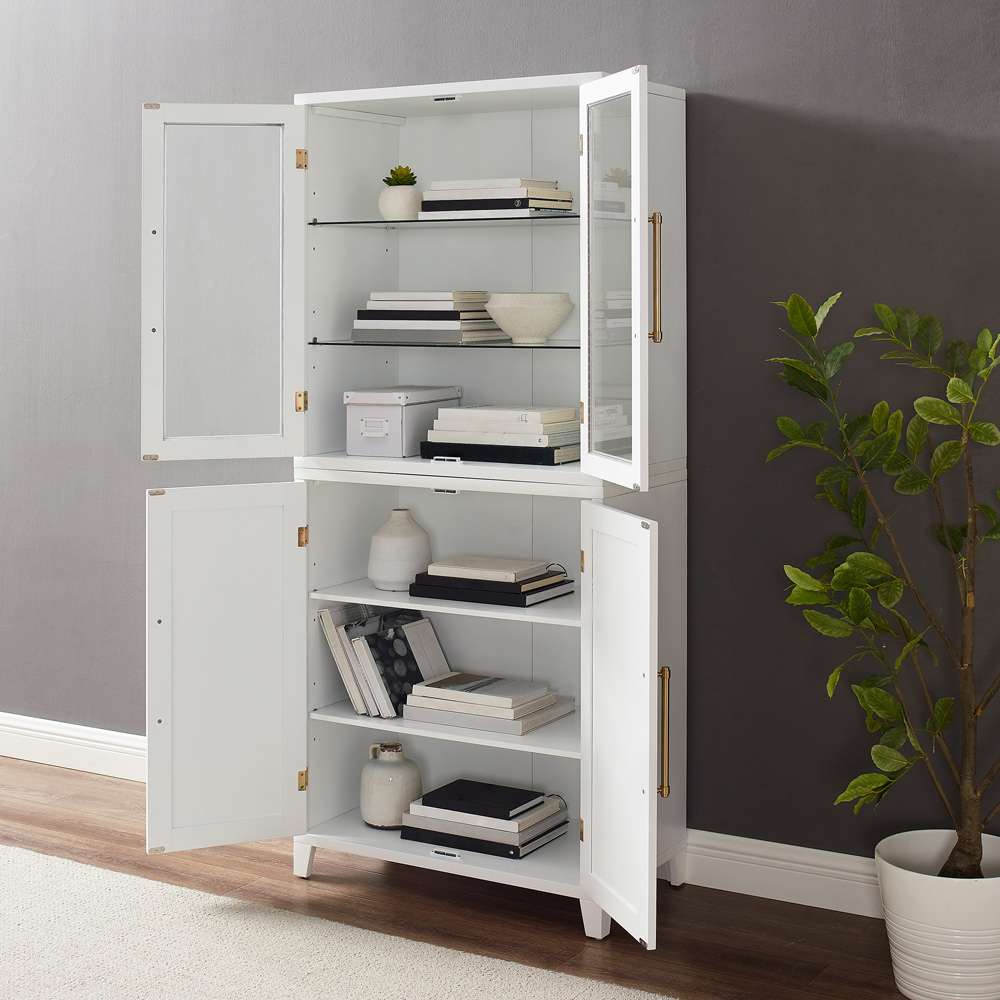 Crosley Furniture - Roarke Pantry Storage Cabinet With Glass Door Hutch White - KF33053WH veiw 4