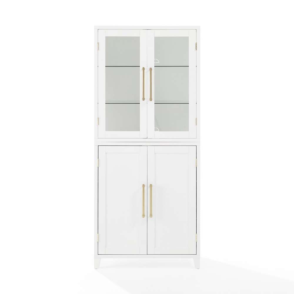 Crosley Furniture - Roarke Pantry Storage Cabinet With Glass Door Hutch White - KF33053WH veiw 6