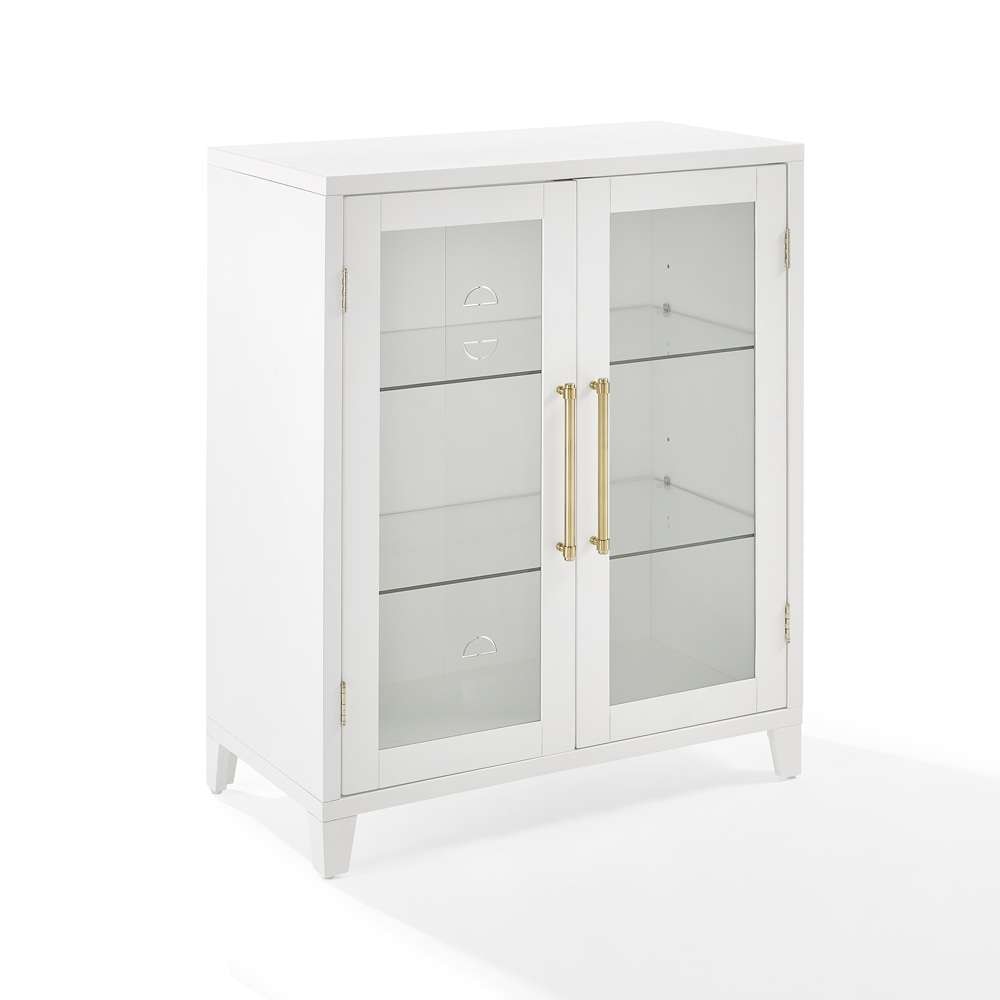 Crosley Furniture - Roarke Stackable Glass Door Kitchen Pantry Storage Cabinet White - CF3131-WH veiw 1