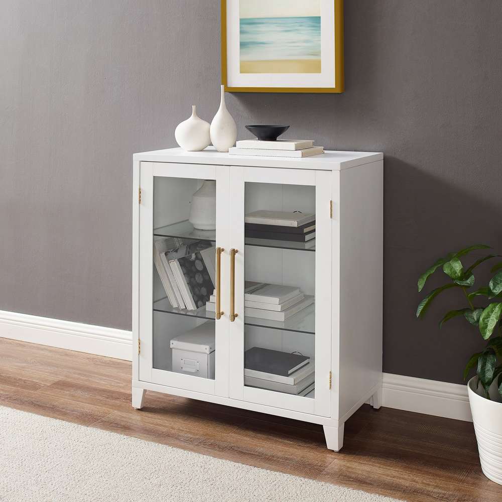 Crosley Furniture - Roarke Stackable Glass Door Kitchen Pantry Storage Cabinet White - CF3131-WH veiw 2