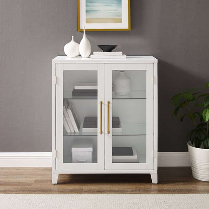 Crosley Furniture - Roarke Stackable Glass Door Kitchen Pantry Storage Cabinet White - CF3131-WH veiw 3