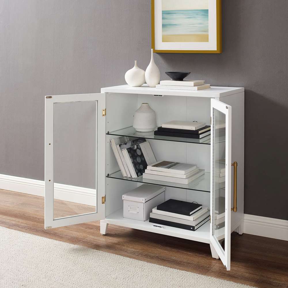 Crosley Furniture - Roarke Stackable Glass Door Kitchen Pantry Storage Cabinet White - CF3131-WH veiw 4