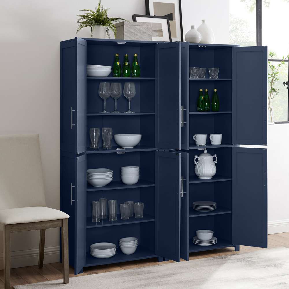 Crosley Furniture - Savannah 2-Piece Kitchen Storage Pantry Set Navy - 2 Pantries - KF33020NV veiw 3