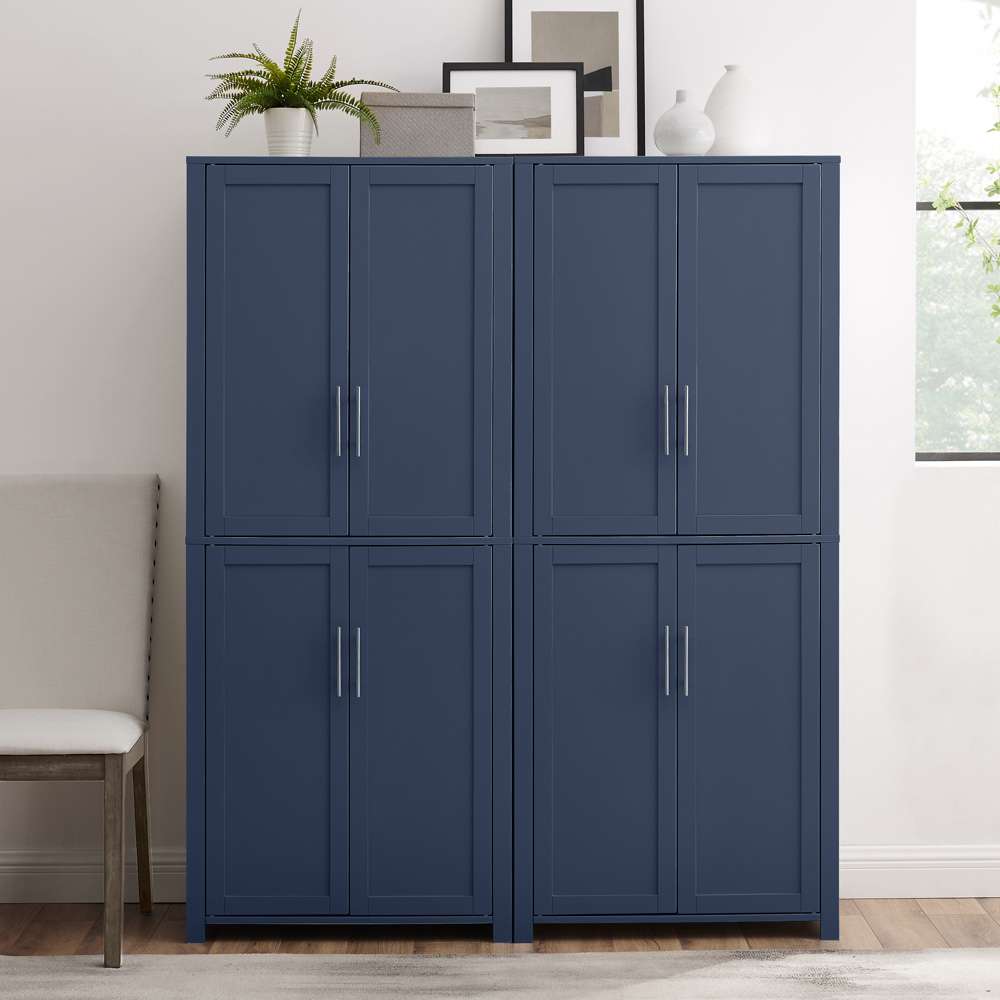 Crosley Furniture - Savannah 2-Piece Kitchen Storage Pantry Set Navy - 2 Pantries - KF33020NV veiw 4