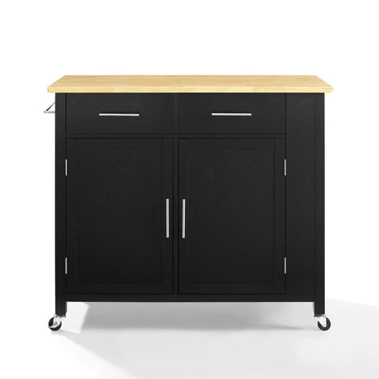 Crosley Furniture - Savannah Wood Top Full-Size Kitchen Island/Cart Black/Natural - CF3029NA-BK veiw 2