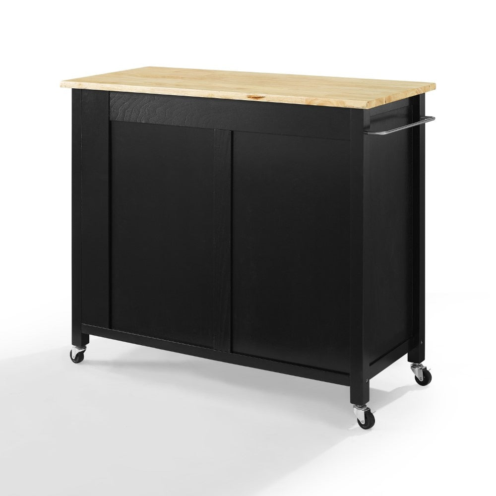 Crosley Furniture - Savannah Wood Top Full-Size Kitchen Island/Cart Black/Natural - CF3029NA-BK veiw 4