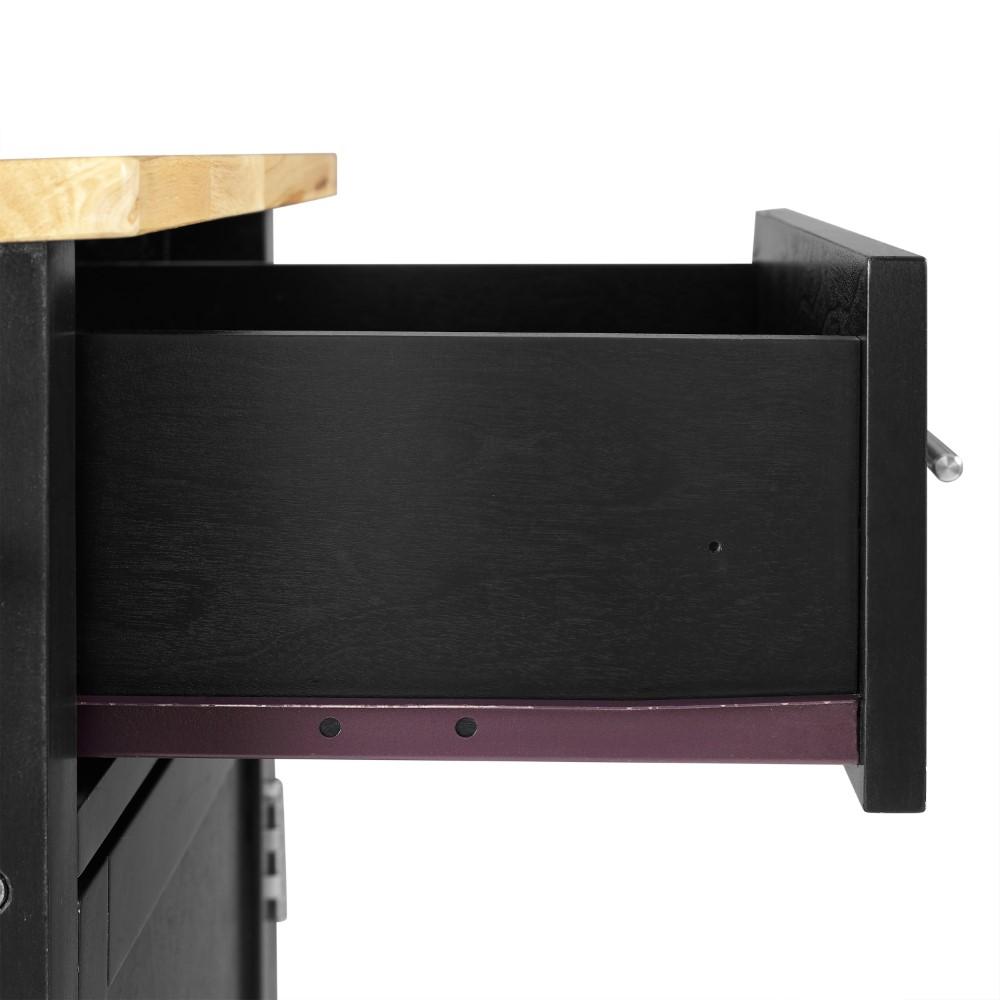 Crosley Furniture - Savannah Wood Top Full-Size Kitchen Island/Cart Black/Natural - CF3029NA-BK veiw 6