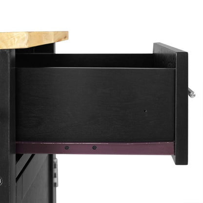 Crosley Furniture - Savannah Wood Top Full-Size Kitchen Island/Cart Black/Natural - CF3029NA-BK veiw 6