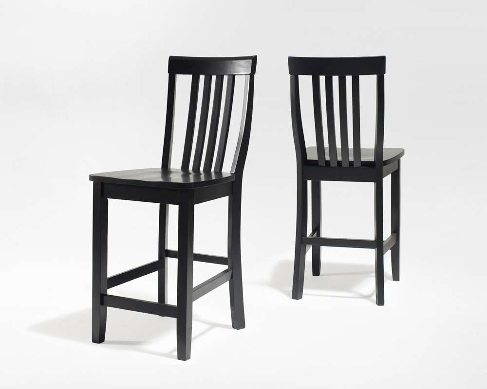 Crosley Furniture - School House Bar Stool in Black Finish with 24 Inch Seat Height (Set of 2) - CF500324-BK view 1