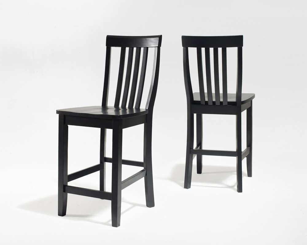 Crosley Furniture - School House Bar Stool in Black Finish with 24 Inch Seat Height (Set of 2) - CF500324-BK veiw 1