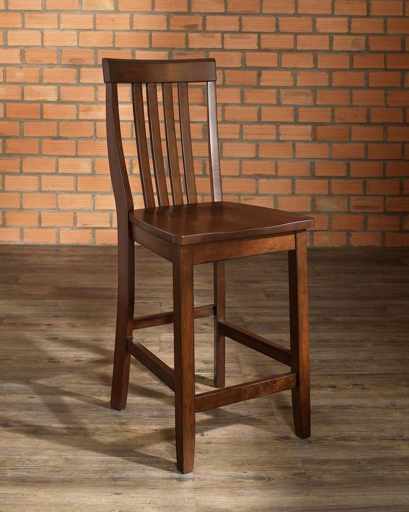 Crosley Furniture - School House Bar Stool in Vintage Mahogany Finish with 24 Inch Seat Height (Set of 2) - CF500324-MA view 4
