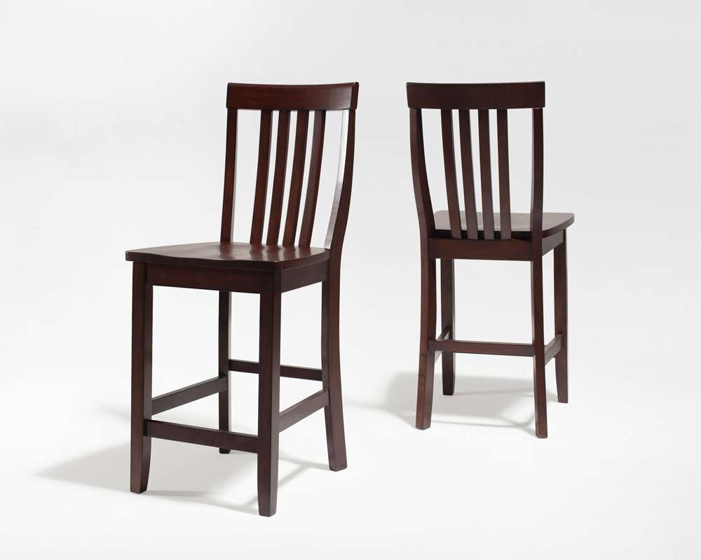 Crosley Furniture - School House Bar Stool in Vintage Mahogany Finish with 24 Inch Seat Height (Set of 2) - CF500324-MA veiw 1