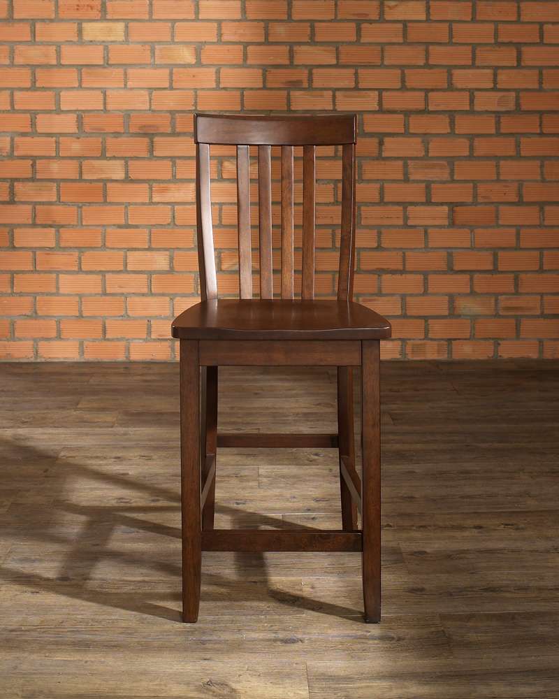 Crosley Furniture - School House Bar Stool in Vintage Mahogany Finish with 24 Inch Seat Height (Set of 2) - CF500324-MA veiw 5
