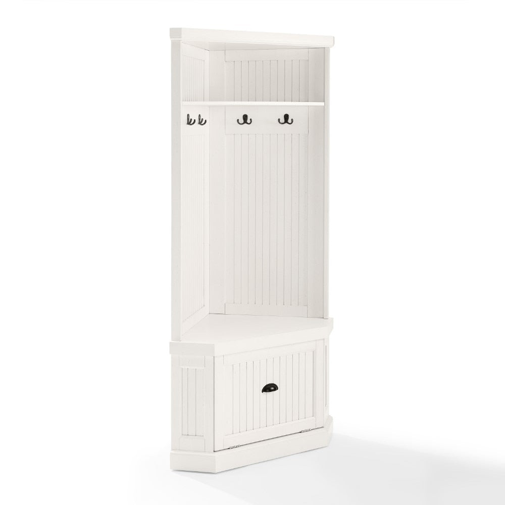 Crosley Furniture - Seaside Corner Hall Tree Distressed White - CF6020-WH view 1