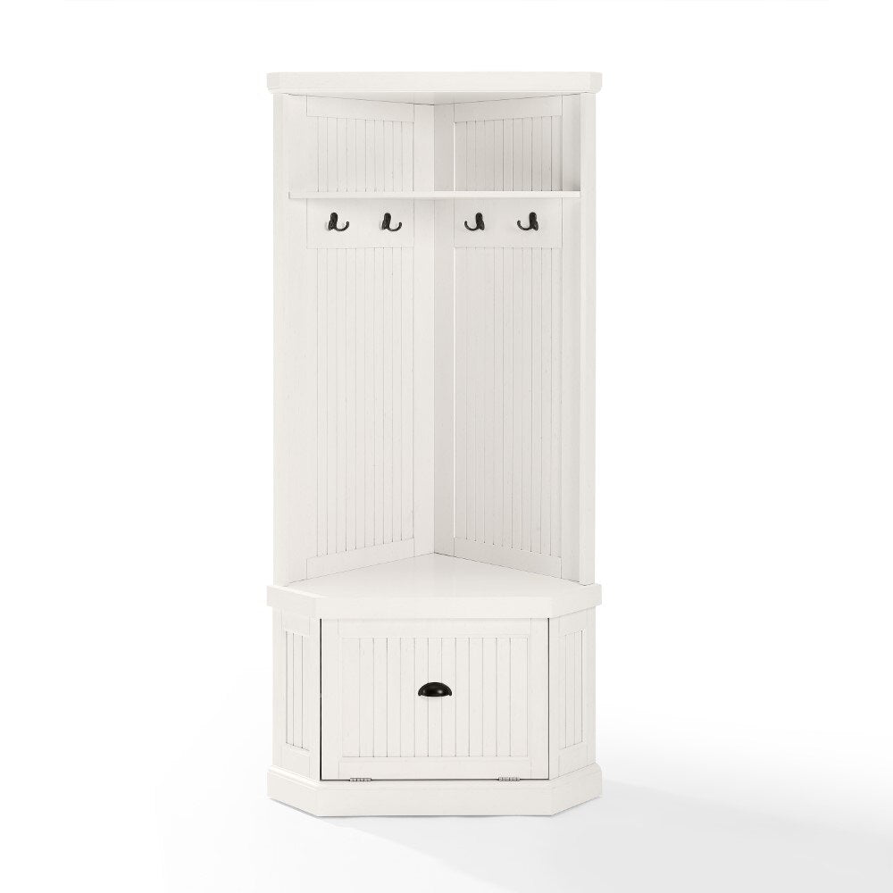 Crosley Furniture - Seaside Corner Hall Tree Distressed White - CF6020-WH veiw 2