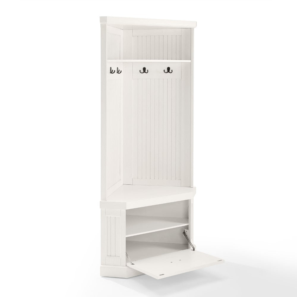 Crosley Furniture - Seaside Corner Hall Tree Distressed White - CF6020-WH veiw 4
