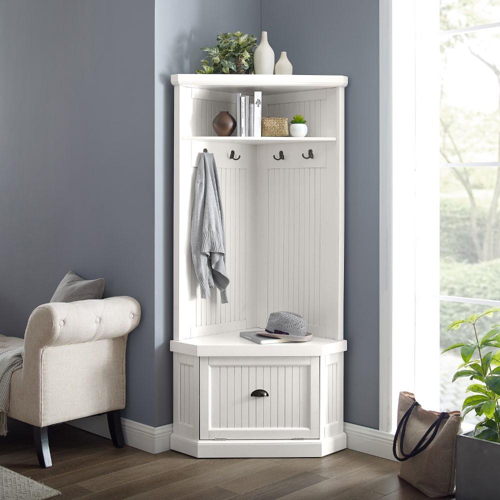 Crosley Furniture - Seaside Corner Hall Tree Distressed White - CF6020-WH veiw 6