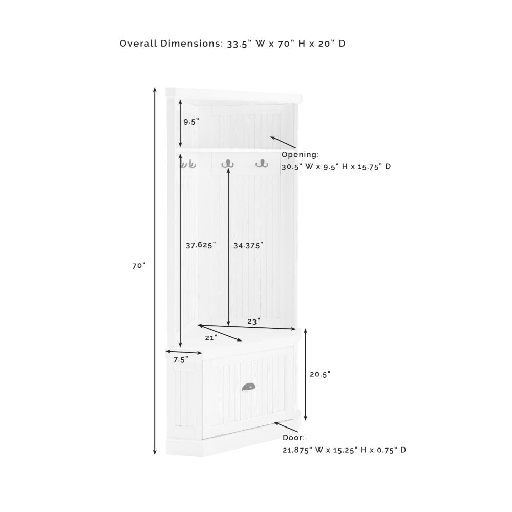 Crosley Furniture - Seaside Corner Hall Tree Distressed White - CF6020-WH veiw 7