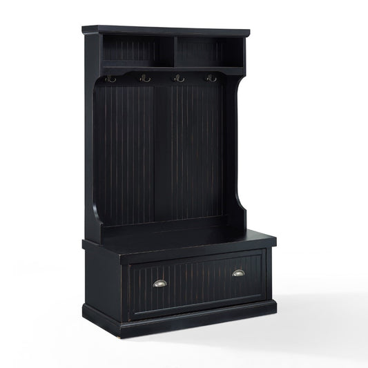 Crosley Furniture - Seaside Hall Tree in Distressed Black - CF6006-BK veiw 1