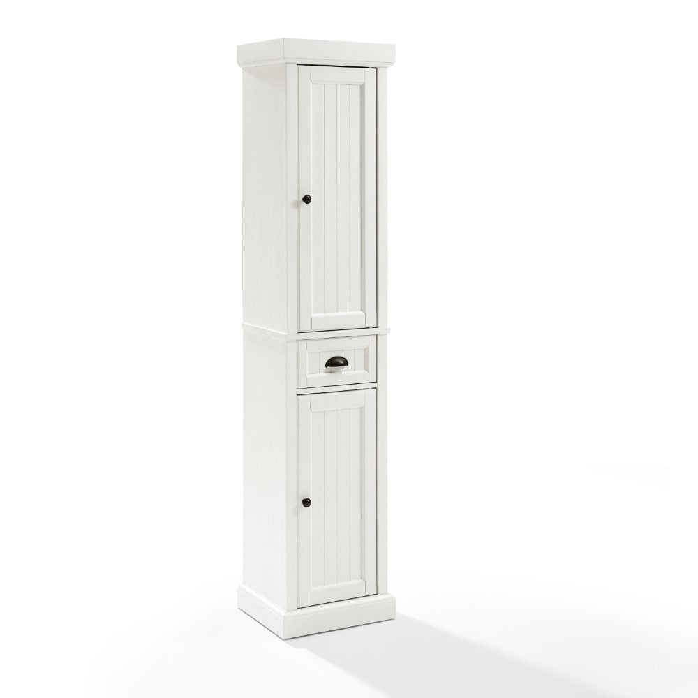 Crosley Furniture - Seaside Tall Linen Cabinet Distressed White - CF7019-WH veiw 2