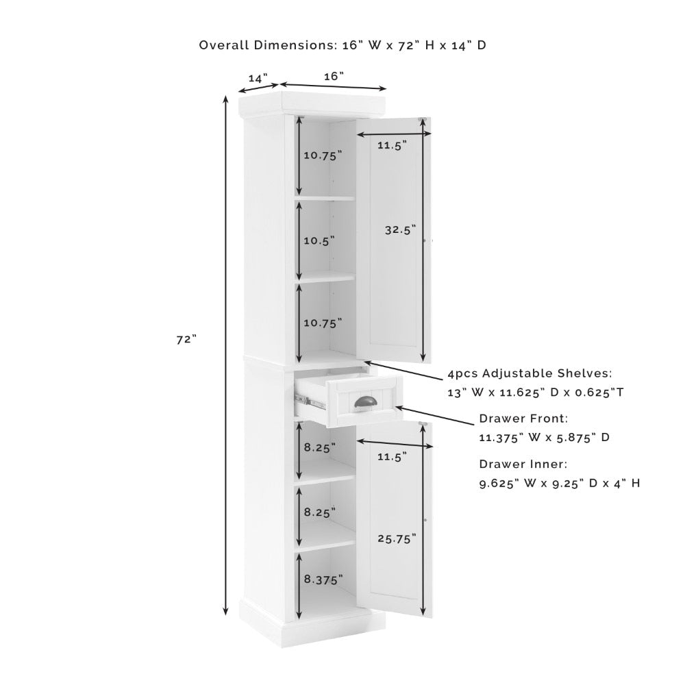 Crosley Furniture - Seaside Tall Linen Cabinet Distressed White - CF7019-WH veiw 6