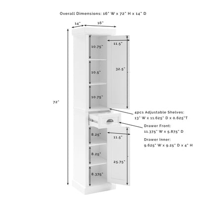 Crosley Furniture - Seaside Tall Linen Cabinet Distressed White - CF7019-WH veiw 6
