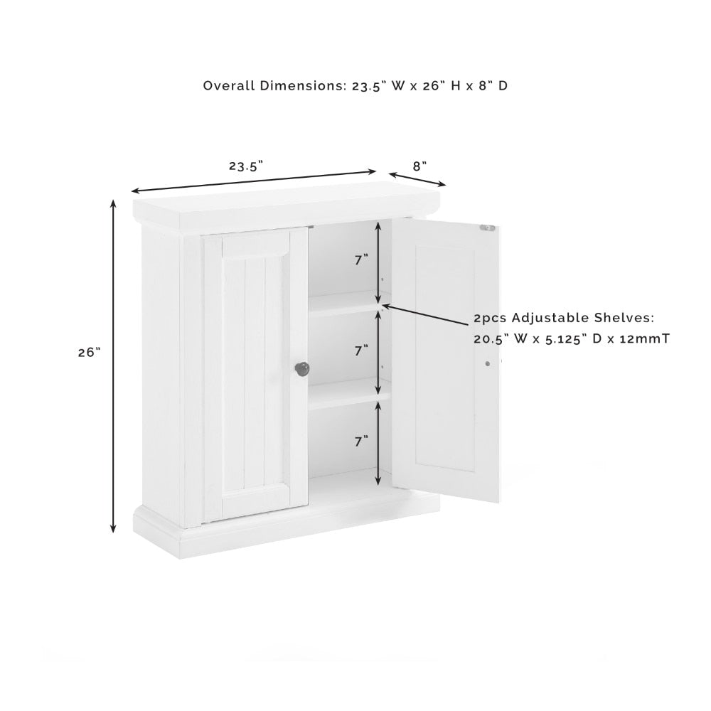 Crosley Furniture - Seaside Wall Cabinet Distressed White - CF7020-WH veiw 6